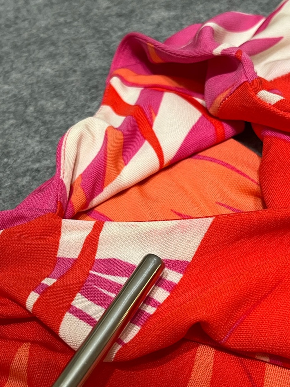 Tibi Palm-Print Mini Dress in Pink, Orange & White - Picture 8 of 8
